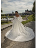 Strapless Pearl Beaded Ivory Lace Tulle Floral Wedding Dress